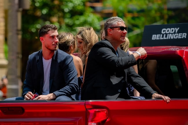 Cody Bellinger (Left) as seen with his father, Clay, during the MLB All-Star Red Carpet Parade in 2019