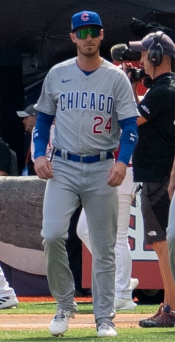 Cody Bellinger with the Chicago Cubs as seen during pre-game ceremonies before a game against the St. Louis Cardinals at London Stadium in England on June 25, 2023