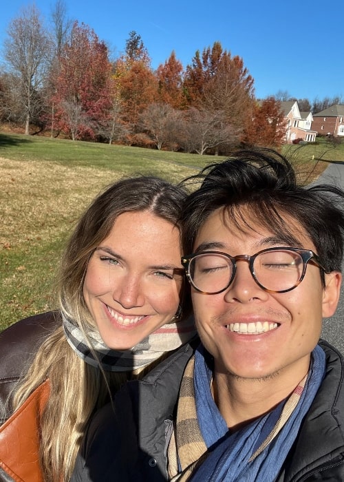 Derek Xiao as seen in a selfie with his beau Claire Rehfuss that was taken in November 2023, in Harford County, Maryland