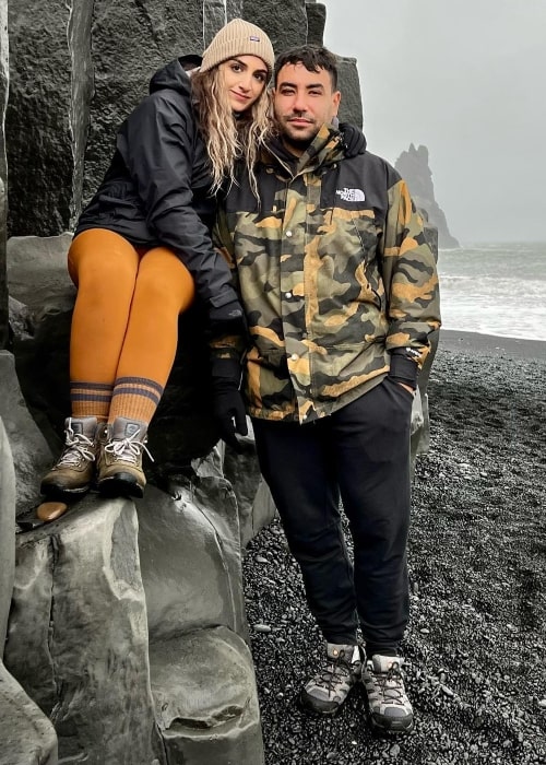 Fifi Furrha as seen in a picture with her beau Kareem Khalil taken in November 2021, at Reynisfjara Black Sand Beach, Iceland