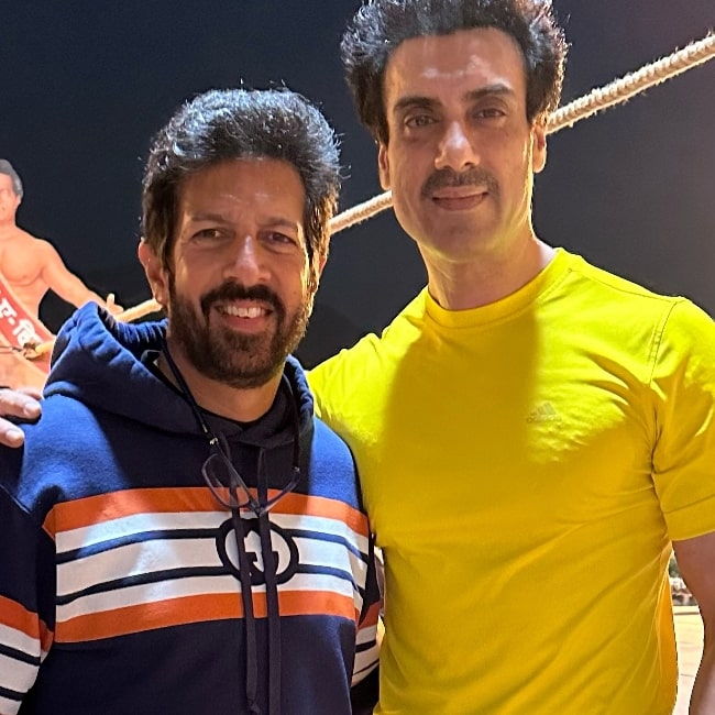 Gavie Chahal (Right) as seen while smiling for a picture with Kabir Khan in Mumbai, Maharashtra in December 2023