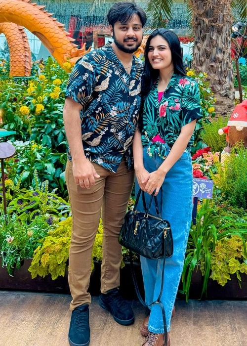 Iqra Kanwal as seen in a picture with her beau Areeb Pervaiz taken in January 2024, Gardens by the Bay, Singapore