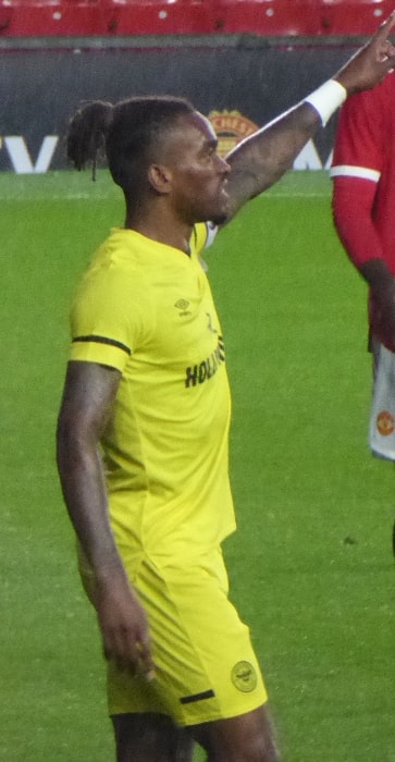 Ivan Toney as seen while playing for Brentford in a game against Manchester United in Old Trafford, Metropolitan Borough of Trafford, Greater Manchester, England in 2021