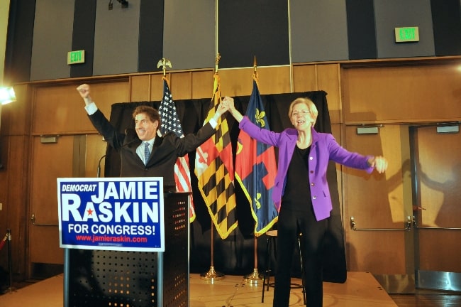 Jamie Raskin as seen while campaigning with Senator Elizabeth Warren in 2016