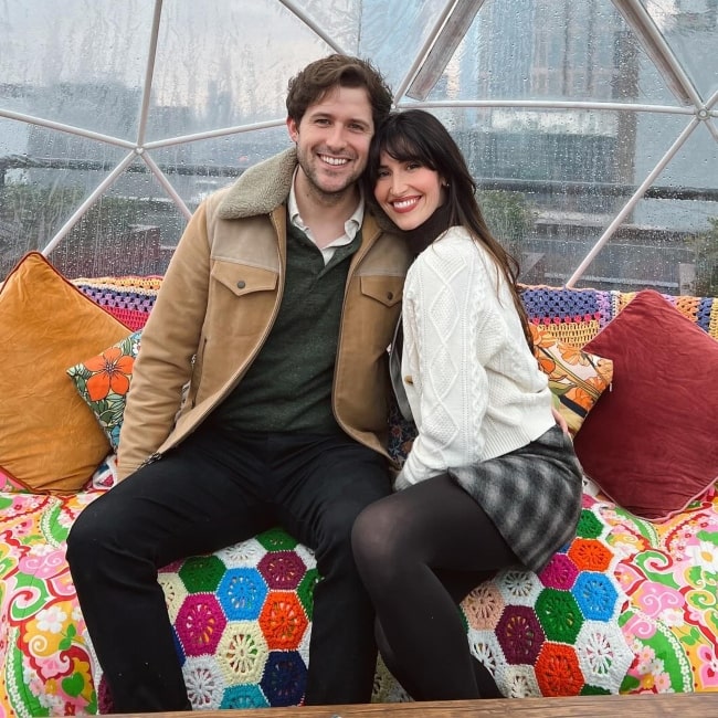 Lauren Paley as seen in a picture with her beau Daniel W. Cutchens II at Bobby Hotel Rooftop Lounge in December 2023