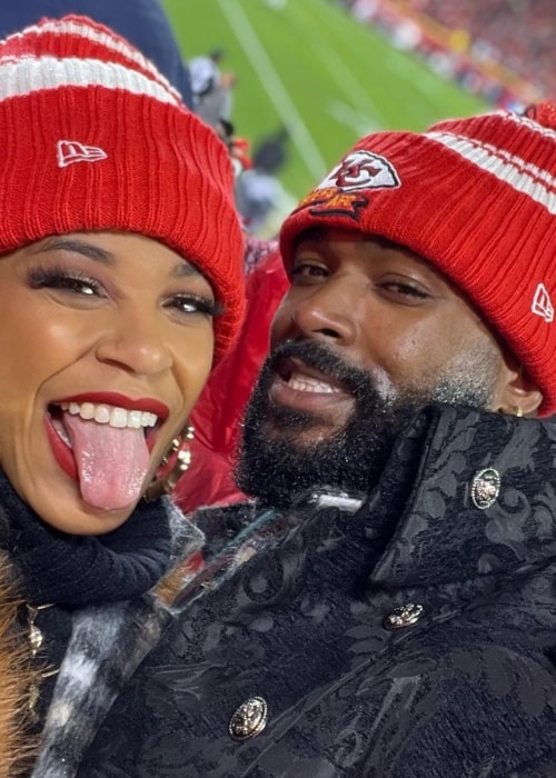 Montez Ford as seen in a selfie with his wife Bianca Belair at the Arrowhead Stadium in January 2023