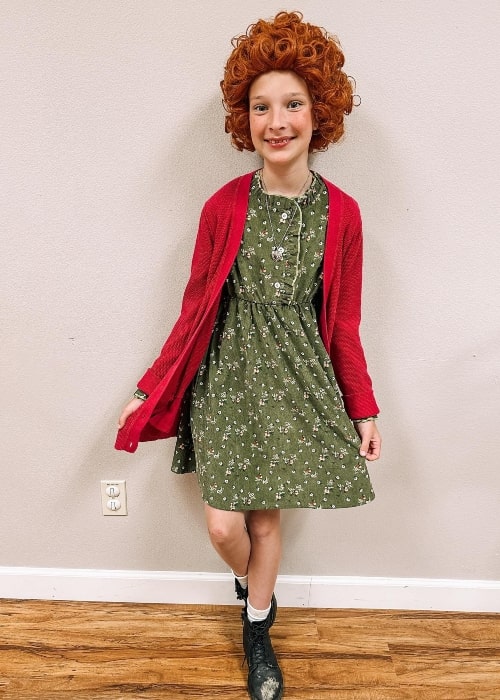 Olivia Johnson dressed for a musical at her school in May 2023