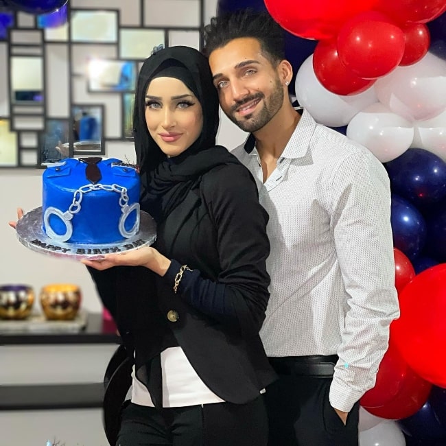 Queen Froggy as seen in a picture with her husband Sham Idrees on her birthday in September 2021