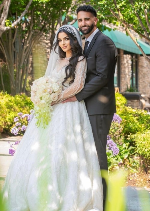 Sammy Furrha as seen in a picture with his wife Jalileh Awad on the day their wedding at Orange County, California in July 2023