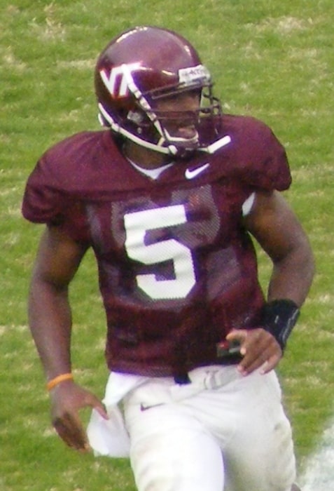 Tyrod Taylor as seen with the Virginia Tech Hokies during a game in 2008
