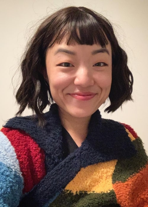 Andrea Bang as seen while smiling in a selfie in May 2021