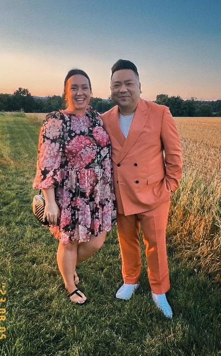 Andrew Phung as seen while posing for a picture with Tamara Sharpe in Cobourg, Ontario in August 2023