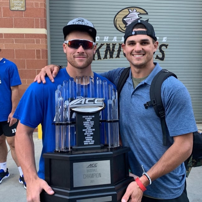 Billy Seidl as seen in a picture with his brother Tommy after winning the ACC Baseball Championship with Duke Baseball in Charlotte, North Carolina in June 2021