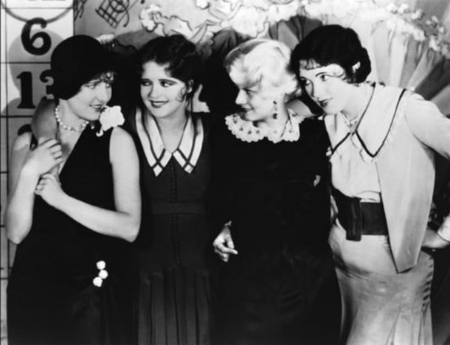 From Left to Right - Jean Arthur, Clara Bow, Jean Harlow, and Leone Lane as seen in a promotional photo for 'The Saturday Night Kid' (1929)