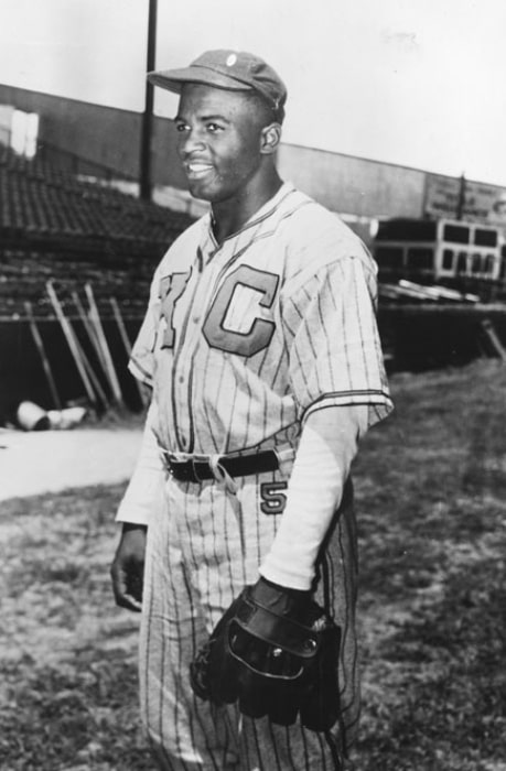 Jackie Robinson as seen during his stint in the Negro leagues with the Kansas City Monarchs