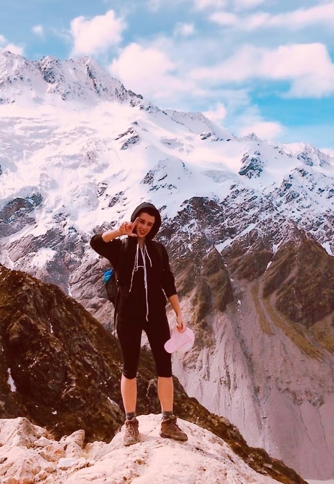 Jenna Kanell as seen while posing for a picture at Mount Cook National Park in New Zealand in December 2019