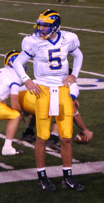Joe Flacco as seen while playing for the University of Delaware Fightin' Blue Hens during the 2007 FCS Championship Game in Chattanooga, Tennessee