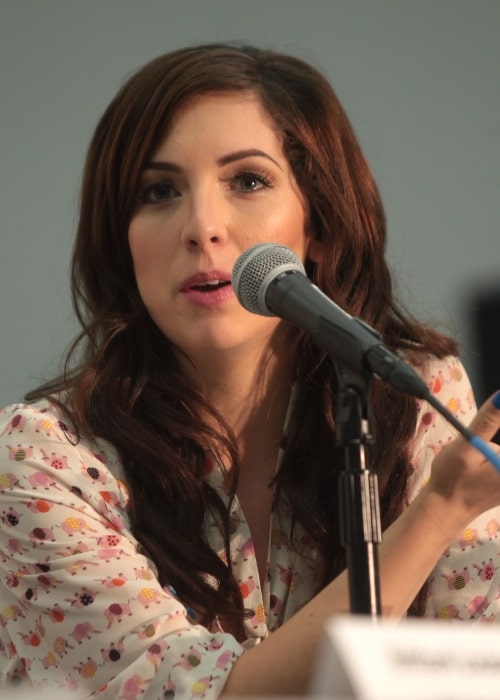 Meghan Camarena speaking at the 2014 VidCon at the Anaheim Convention Center in Anaheim, California