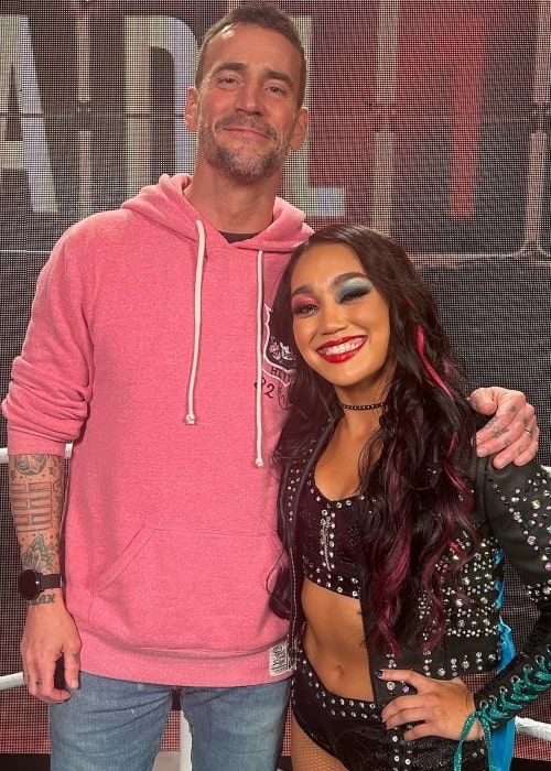 Roxanne Perez as seen in a picture with professional wrestler and actor CM Punk in December 2023, at Bridgeport, Connecticut