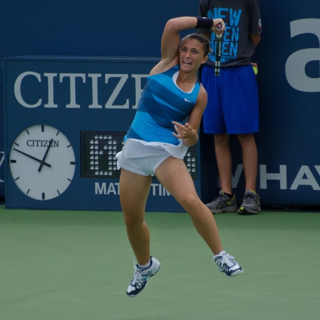 Sara Errani in a picture taken at the 2012 New Haven Open on August 20