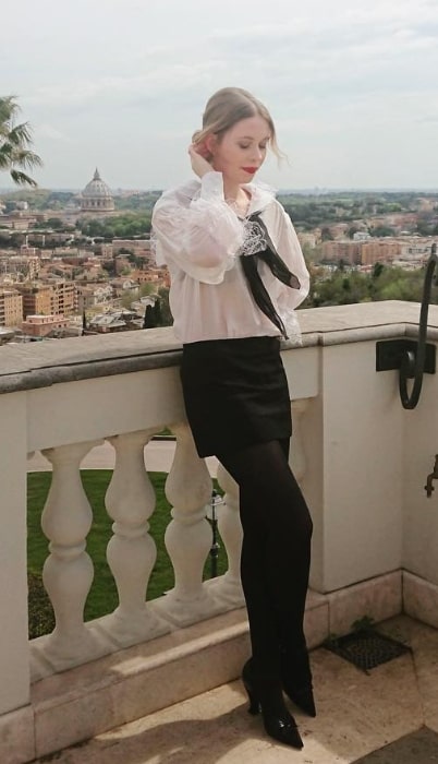 Sorcha Groundsell as seen while posing for a picture in Rome, Italy in April 2018