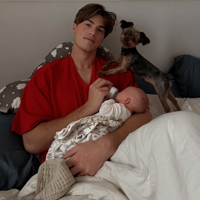 Zach Cox as seen in a picture with his daughter Capri and his pet dog taken in January 2024