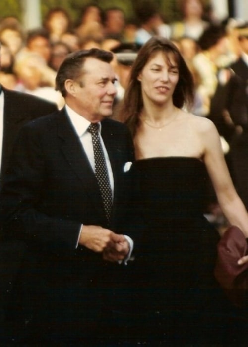 Dirk Bogarde and Jane Birkin at the Cannes film festival in 1990