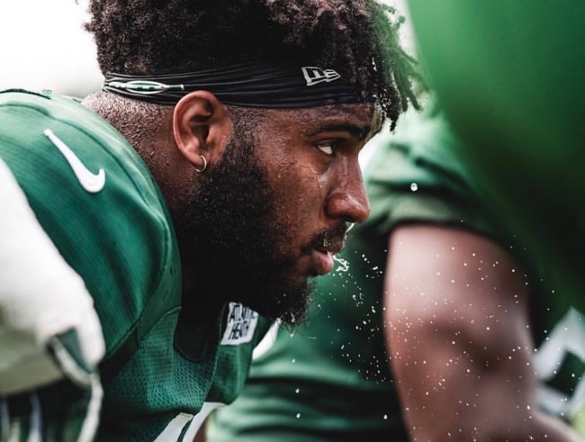 Bryce Huff during the Atlantic Health Jets Training Center in August 2021