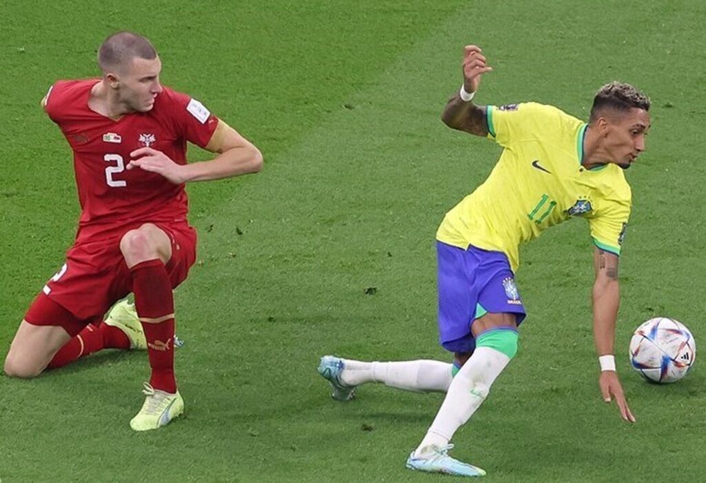 Brazil vs Serbia WC2022 Raphinha and Pavlovic