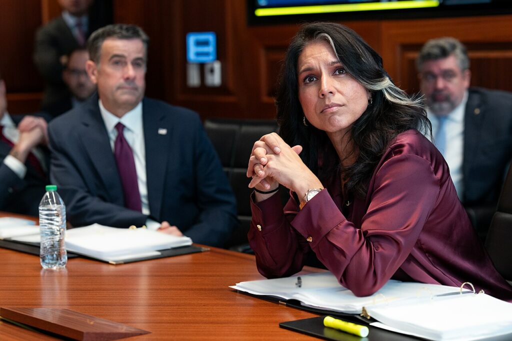 CIA Director John Ratcliffe and Director of National Intelligence Tulsi Gabbard meet in the Situation Room of the White House